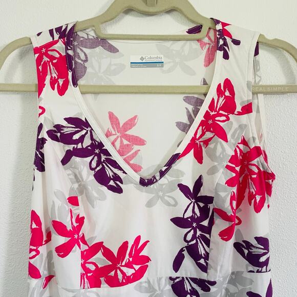 🍒 Columbia PFG Floral‎ Sundress Tie-Waist V-Neck Cotton Feminine Outdoors Small - Picture 6 of 9
